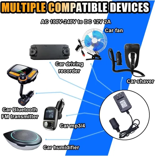 Miniatura 5 de Convertidor de CA a CC de 100-240V, 12V, 2A, 24W, adaptador de corriente portátil, enchufe de encendedor de cigarrillos para automóvil