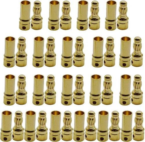 Miniatura 11 de 20 pares chapados en oro de 0.157 in 0.157 in macho hembra Banana Plug Bullet adaptador para RC Lipo Battery ESC Motors