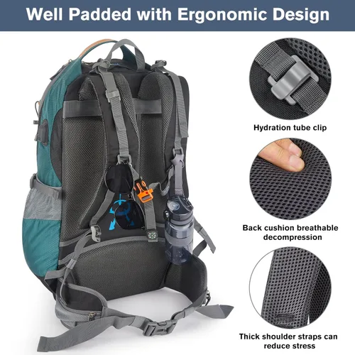 Miniatura 5 de Mochila G4Free de 11 gal para uso en exteriores, campamento, alpinismo, senderismo con funda para lluvia. Verde oscuro01