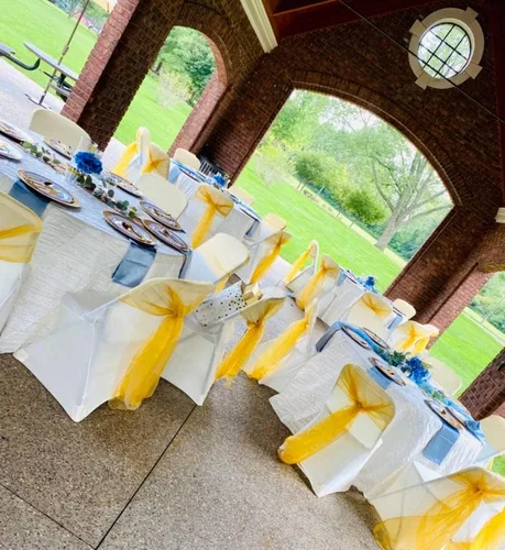 Miniatura 2 de Your Chair Covers - Mantel redondo de tafetán arrugado de 120 pulgadas - Mantel de comedor blanco brillante para boda, fiesta, cumpleaños, baby