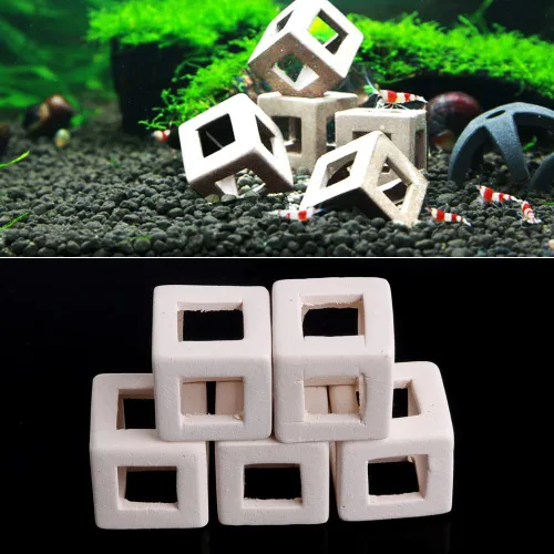 Decoración de cerámica para acuario, mini cueva cúbica blanca, adorno seguro para peces, accesorios de paisaje, Betta Fish Hideout