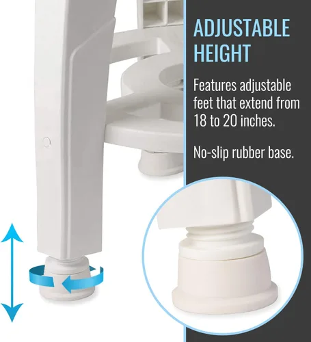 Miniatura 3 de HealthSmart Swivel Shower Stool Seat with Storage Shelf, Rotating Shower Chair for Bathtub, Tool-Free Assembly, White