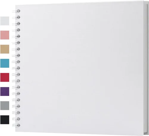Miniatura 49 de potricher Álbum de scrapbook DIY de 10 x 10 pulgadas, 80 páginas de papel kraft grueso negro en blanco, libro de recuerdos para bodas y aniversarios