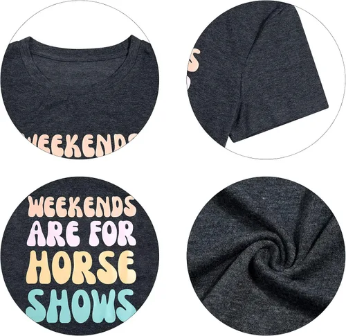Miniatura 6 de Camisas de caballo para mujer, camiseta de regalo ecuestre, los fines de semana son para espectáculos de caballos, camiseta casual de manga corta