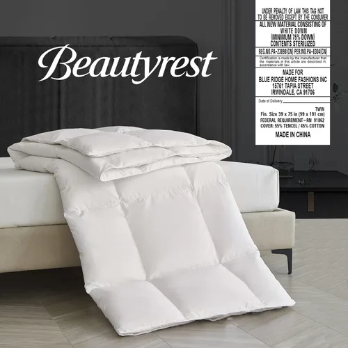 Miniatura 6 de Beautyrest Cubrecolchón de plumón blanco prémium con bandas de anclaje elásticas, potencia de relleno 650