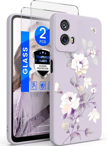 Miniatura 10 de Yucenx Funda para Motorola Moto G 5G 2024 de 6.6 pulgadas, funda de silicona líquida floral para niñas y mujeres, a prueba de golpes, antiarañazos