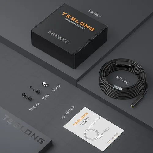 Miniatura 9 de Teslong Cámara de boroscopio USB-C de 50 pies con luz, solo compatible con teléfonos Android iPhone 15/16/17, endoscopio flexible impermeable de 50