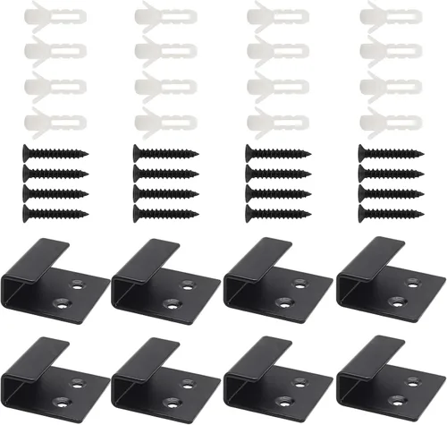 Miniatura 2 de Soporte para azulejos de acero inoxidable de 0.39 pulgadas / 0.39 pulgadas, soporte en U negro, soporte para cartelera, ganchos de montaje en pared