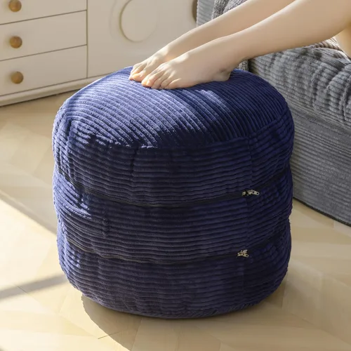 Miniatura 12 de HIGOGOGO Puf otomano relleno redondo moderno relleno de espuma pufs de 20 x 18 pulgadas, otomanos modulares separados en cojines de suelo para silla