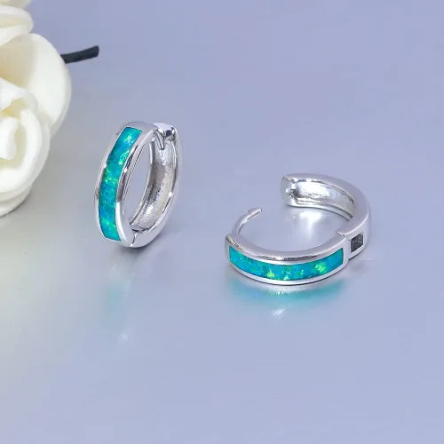 Miniatura 199 de CiNily Aretes Huggie de ópalo con bisagras, chapados en oro, hipoalergénicos, pequeños aretes de aro para mujeres, adolescentes, niñas, hombres
