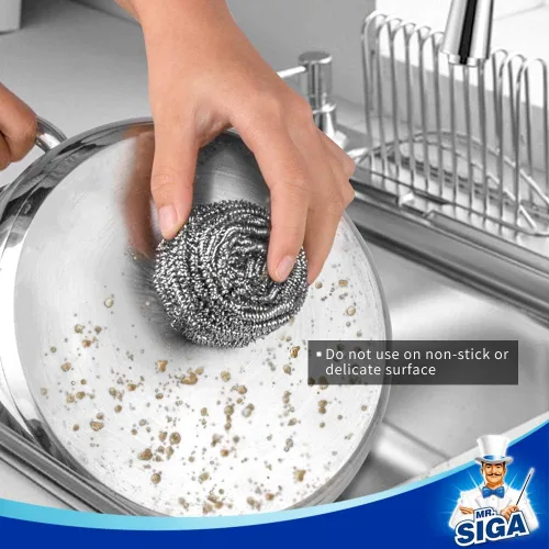 Miniatura 4 de MR.SIGA Estropajo de acero inoxidable, paquete de 6, 1.06 oz