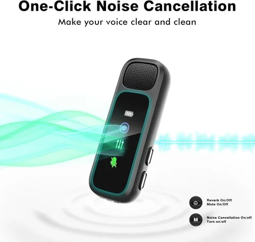 Miniatura 8 de Micrófono Lavalier inalámbrico para iPhone/Android - Mini micrófono dual con cancelación de ruido con funda de carga (30H), micrófono de clip