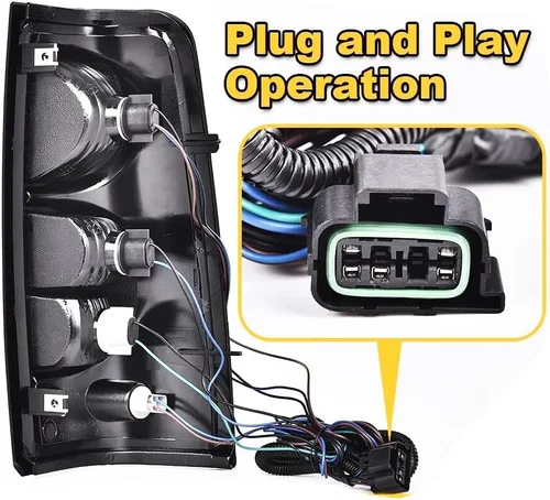 Miniatura 6 de Señal de giro, luz de freno, luz de respaldo y lámpara de halogéno con arnés de cableado y enchufes para Chevrolet Silverado 1500 2500 HD 3500