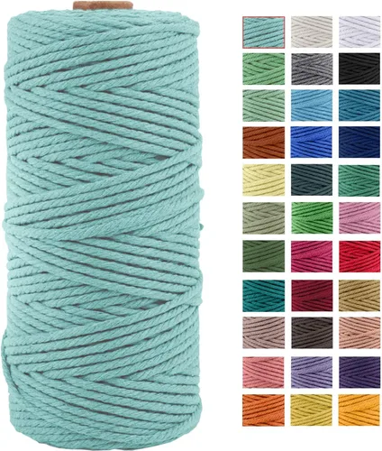 Miniatura 28 de Cuerda de macramé gruesa de algodón natural de 0.118 in x 109 yardas, cuerda de algodón trenzado de 4 hebras para macramé suave, color natural, Rojo