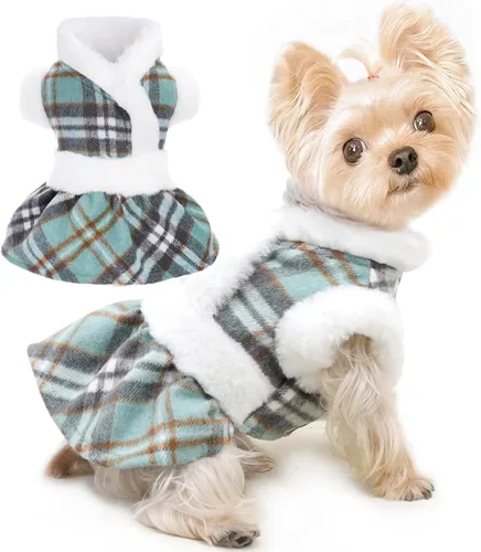 Miniatura 19 de Suéter para perro, ropa de invierno para perros pequeños, niño y niña, vestido de otoño para perrito, forro polar cálido, chihuahua, Yorkie, Tartán