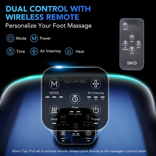 Miniatura 8 de SKG Masajeador de pies YS100 con calor y control remoto, masajeador eléctrico mejorado de pies para alivio del dolor de fascitis plantar, masaje