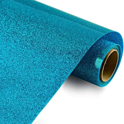 Vinilo de transferencia de calor, 10 pulgadas por 6 pies, rollos de vinilo HTV con purpurina para camisetas (azul aguamarina, 10 pulgadas x 6 pies)
