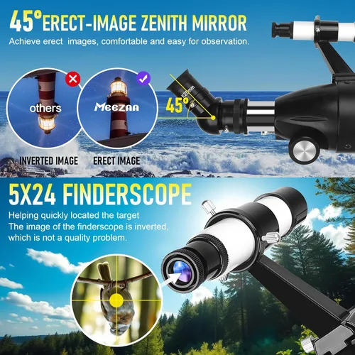 Miniatura 4 de MEEZAA Telescopio, Telescopio para Adultos de Alta Potencia Profesional, Apertura de 90mm 800mm Telescopios Refractores para Principiantes