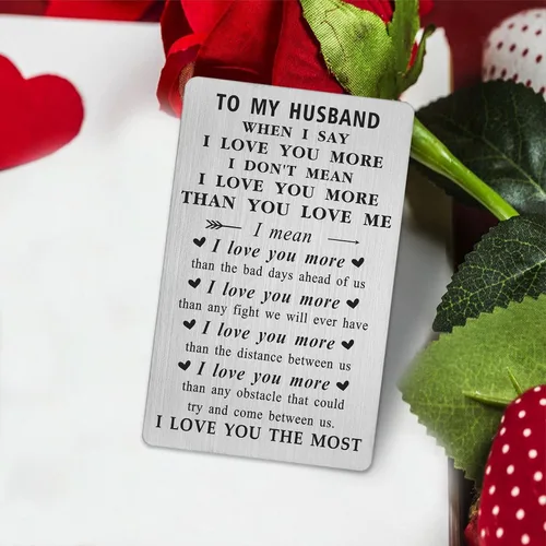 Miniatura 5 de Regalos del día de San Valentín para marido, tarjeta de cumpleaños para marido, tarjeta de regalo con texto en inglés "I Love You", regalos para él