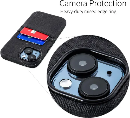 Miniatura 8 de Dockem Funda para tarjetas para iPhone 15 con placa de metal integrada para montaje magnético y 2 bolsillos para tarjetas: Cartera Luxe M2, piel