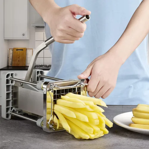 Miniatura 2 de Cortador de patatas fritas, Sopito Cortador profesional de patatas de acero inoxidable con hoja de 1/2 pulgada y 3/8 de pulgada, ideal para patatas