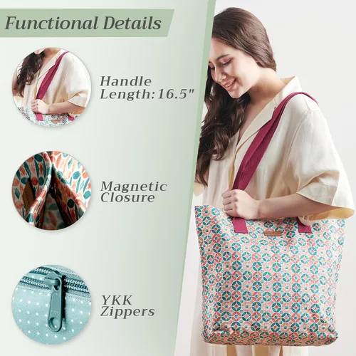 Miniatura 4 de Maison d' Hermine - Bolsa de lona de algodón reutilizable para mujeres, con asa para el hombro, bolsas a granel para compras y viajes