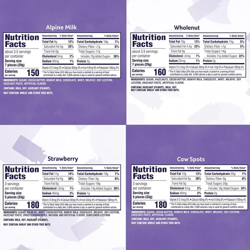Miniatura 2 de Milka Paquete variado de barras de chocolate europeas, chocolate con leche alpino, manchas de vaca, fresa y avellana integral, 10 barras de 3.52
