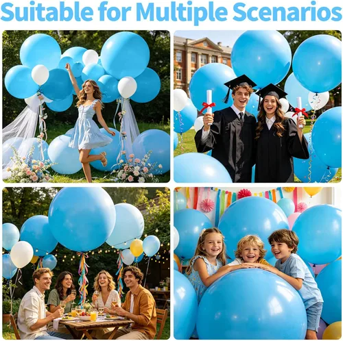 Miniatura 49 de 32 piezas de globos grandes morados de 18 pulgadas, globos redondos grandes de látex para decoración de cumpleaños y bodas. (morado)