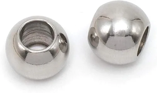 150 cuentas espaciadoras de acero inoxidable, cuentas redondas de metal pulido para manualidades, para hacer pulseras, collares, aretes, joyas