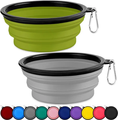 Miniatura 12 de Cuencos plegables para perros, paquete de 2 unidades de tamaño grande para perros grandes/medianos, cuencos de agua de viaje para mascotas, cuenco