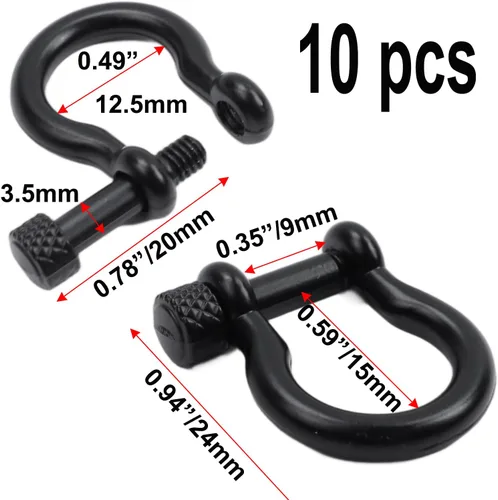 Miniatura 2 de Semetall Grillete de anclaje de pasador de tornillo, 10 grilletes de anillo en D para aparejo, elevación, correa de remolque y cuerda de alambre