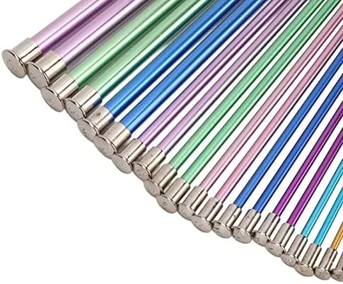 Miniatura 9 de Juego de 10 pares de agujas de tejer de un solo punto, rectas, agujas de tejer de aluminio en varios tamaños