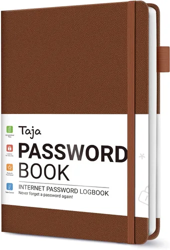 Miniatura 64 de Taja - Libreta de contraseñas con pestañas alfabéticas para personas mayores, cuaderno de contraseñas y registro detallado de direcciones de sitios