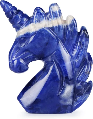 Miniatura 10 de Artistone Estatua de unicornio de cristal de amatista de 3 pulgadas, piedra preciosa tallada a mano, piedra de caballo de unicornio morado, figuras