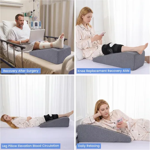 Miniatura 7 de HOMBYS Almohada de elevación de piernas para después de la cirugía, reemplazo y recuperación de rodilla, almohada de cuña para rodilla, cadera