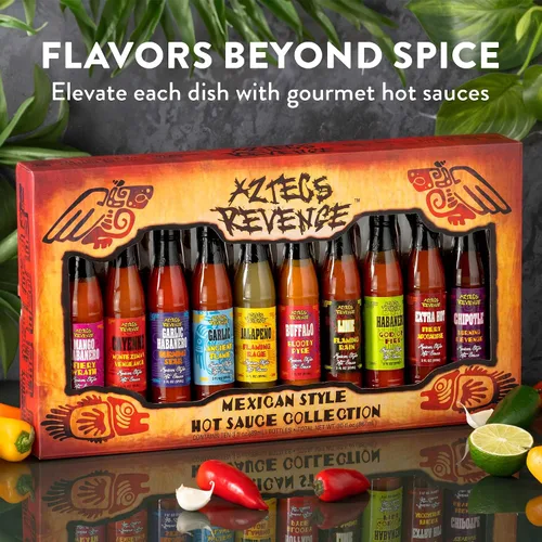 Miniatura 3 de Set de regalo de variedad de salsa picante estilo mexicano Aztecs Revenge - 10 botellas de salsa picante