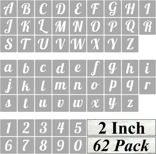 Miniatura 8 de Plantillas de letras del alfabeto de 3 pulgadas para pintar, paquete de 62 plantillas de letras y números para pintar sobre madera, plantillas