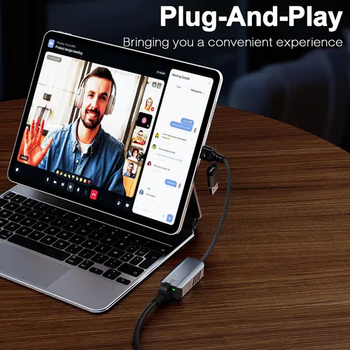 Miniatura 6 de Adaptador USB C a Ethernet de 5 Gbps, USB-A y USB-C a RJ45 LAN 5000 Mbps convertidor de red con cable, adaptador USB a Ethernet compatible