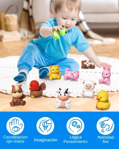 Miniatura 5 de Coogam 10 piezas de juguetes de animales de granja para emparejar, juegos de clasificación de motricidad fina para niños de 1 a 3 años, juguete