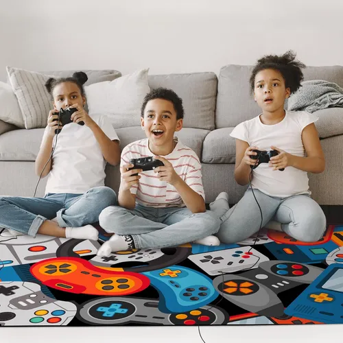 Miniatura 6 de Alfombra de Área de Juegos Alfombra para Adolescentes Varones, Alfombras de Juegos 3D Tapete de Controlador Gamepad para Dormitorios de Niños