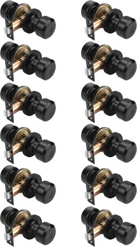 Miniatura 40 de KNOBWELL Paquete de 4 pomos de puerta cuadrados modernos para paso, pomos de puerta interiores, manija de puerta de pasillo y armario, color negro