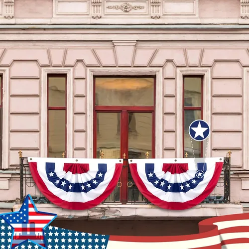 Miniatura 4 de Banderines de American Flags USA de 2 x 4 pies para celebración exterior del 250 aniversario, decoraciones patrióticas del 4 de julio al aire libre