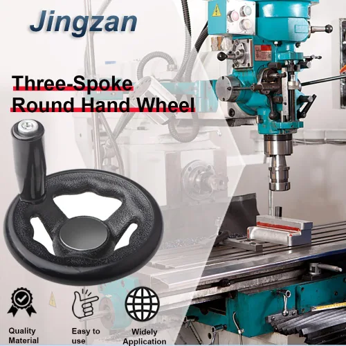 Miniatura 3 de Jingzan Paquete de 2 ruedas de mano redondas de 0.47 x 4 pulgadas de diámetro, mango giratorio de tres radios W para torno de manivela de molino