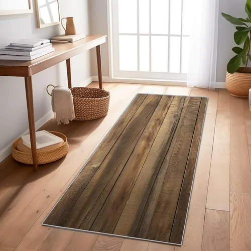 Miniatura 3 de 2'x8' Rug Runners for Hallways Non Slip Vintage Wood Panel Texture Brown Runner Rug for Bedroom, Washable Runner with Non Slip Backing, Soft Brown 7