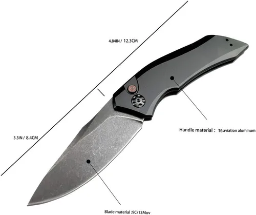 Miniatura 2 de HUAAO Cuchillo plegable de 3.3 '' 9Cr13MoV Hoja de acero T6 Aviación Manijas de aluminio al aire libre EDC Herramientas Navajas de bolsillo con clip