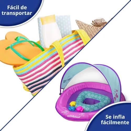 Miniatura 4 de SwimSchool Infant Baby Pool Floats, Free Swimming, Super Buoyant – Ages 6-24 Months – Multiple Colors/Styles – Adjustable Canopies and Seats, Splash