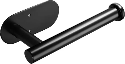YIGII Soporte de papel higiénico adhesivo – Soporte autoadhesivo para papel higiénico negro, soporte de pared para baño y cocina, acero inoxidable