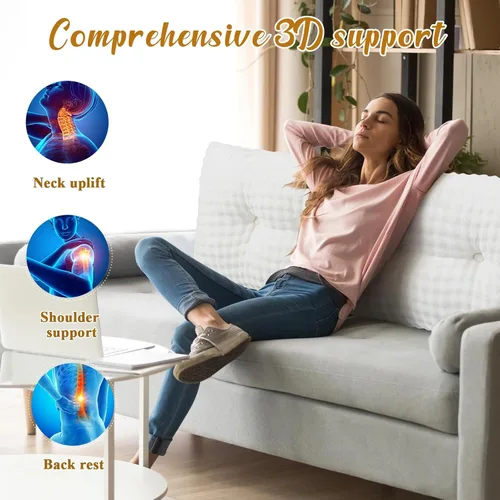 Miniatura 3 de Wenqik Almohada triangular para cabecero de sofá cama, respaldo de lectura, almohada de cuña con funda extraíble, soporte de espalda para Beige