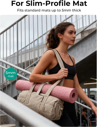 Miniatura 4 de BAGSMART Reiki - Bolsa de gimnasio para mujer, bolsa cruzada mediana para esterilla de yoga con bolsillo para artículos húmedos y secos, bolsa