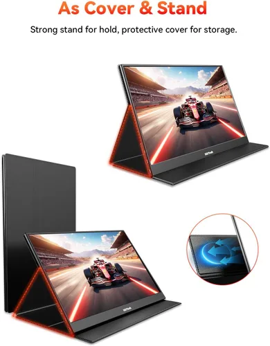 Miniatura 7 de HotYeah Monitor de viaje portátil, monitor portátil de 16.1 pulgadas, 144 Hz, 1080P FHD, pantalla 106% sRGB HDR, pantalla externa USB-C HDMI